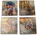 Disney Mickey and Minnie Mouse in Paris Glass Coaster Set | Glass coaster set | Protects tabletops | Giftable home accent