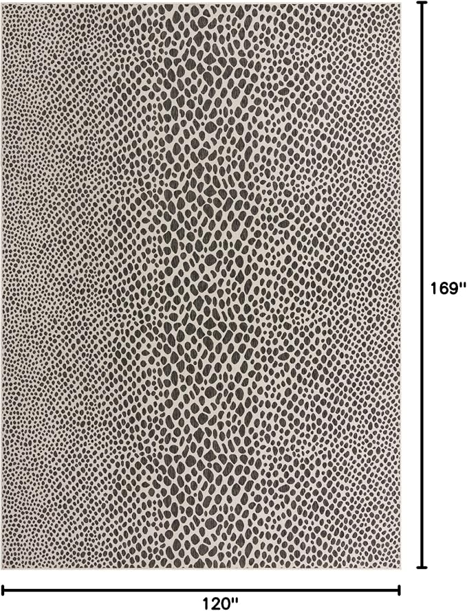 Unique Loom Outdoor Collection Area Rug - Cape Town (10' x 14' 1' Rectangle, Black/ Ivory)