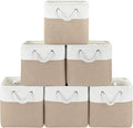 Patvingot 11-Inch Fabric Cube Storage Bins with Handles,6 Pack,Foldable | For cube shelves and closets,keeps grouped for everyday access,reinforced opening and fold-flat storage,white and khaki