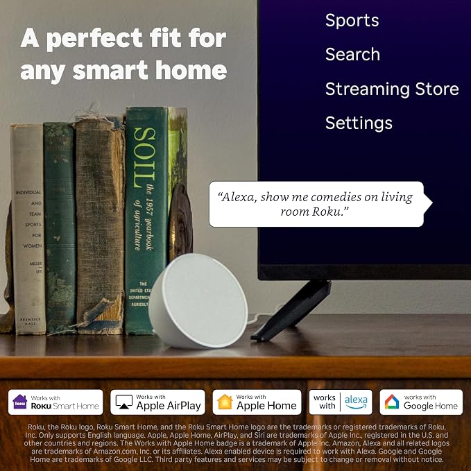 Roku Streaming Stick 4K with Voice Remote - HDR10+ & Dolby Vision | Compact 4K Streaming Device for TV with Roku Voice Remote & Long-Range Wi-Fi - Free & Live Local News, Sports