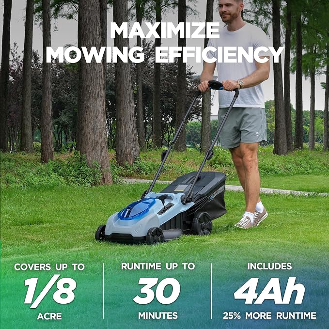18-Inch 40V Max Brushless Cordless Push Lawn Mower | Includes 40V Max 4.0Ah battery and charger, 148Wh Total Energy for Fewer Charging Interruptions during Routine Yard Care