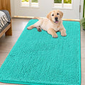 Smiry Dog Door Mat for Muddy Paws 54x32, Absorbent Dirt Trapper, Non-Slip Washable Chenille Entryway Rug for Inside Floor, Teal, Classic Solid