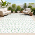 JONATHAN Y Moroccan Geometric Indoor Outdoor Area Rug 4X6 Green/Ivory, Ourika Textured Weave for Backyard, Patio, Porch, Easy-Cleaning, High Traffic, Pet-Friendly, Non-Shedding (SMB108R-4)