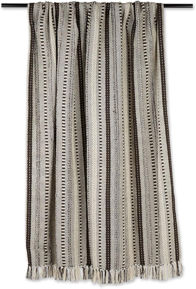 DII Braided Striped Decorative Throw Blanket, 50x60, Dark Brown