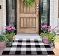 Black and White Layered Doormat 24''x35''Buffalo Plaid Checkered Rug Cotton Machine Washable Mat for Front Porch, Kitchen, Farmhouse, Entryway,Bathroom