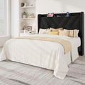 Allewie Full Size Platform Bed Frame with Charging Station and Storage Shelf/Upholstered Velvet Wingback Headboard/Wooden Slats Support/No Box Spring Needed/Easy Assembly, Black