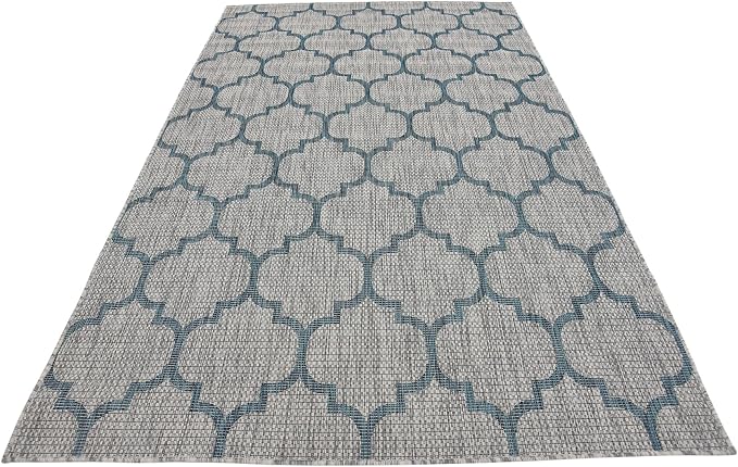 Unique Loom Outdoor Trellis Collection Area Rug (5' 3" x 8' Rectangle, Gray/ Ivory)