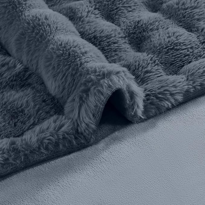 Modern Threads Water-Resistant Faux Rabbit Fur Pet Blanket for Dogs & Cats – Ultra-Soft Couch, Bed & Crate Protector, 40x50 Navy Blue