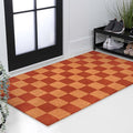 JONATHAN Y Natural Coir Indoor/Outdoor Runner Rug 3X6 Natural/Red Checker, Peater Classic Casual Commerical Doormat Ideal for Door Entrance, Patio, Porch, Backyard, Garages NRF110A-36
