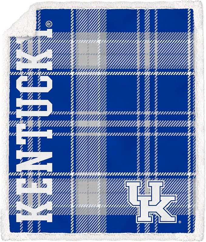 NCAA Kentucky Wildcats Playmaker Plaid Ultra Cozy Sherpa Throw