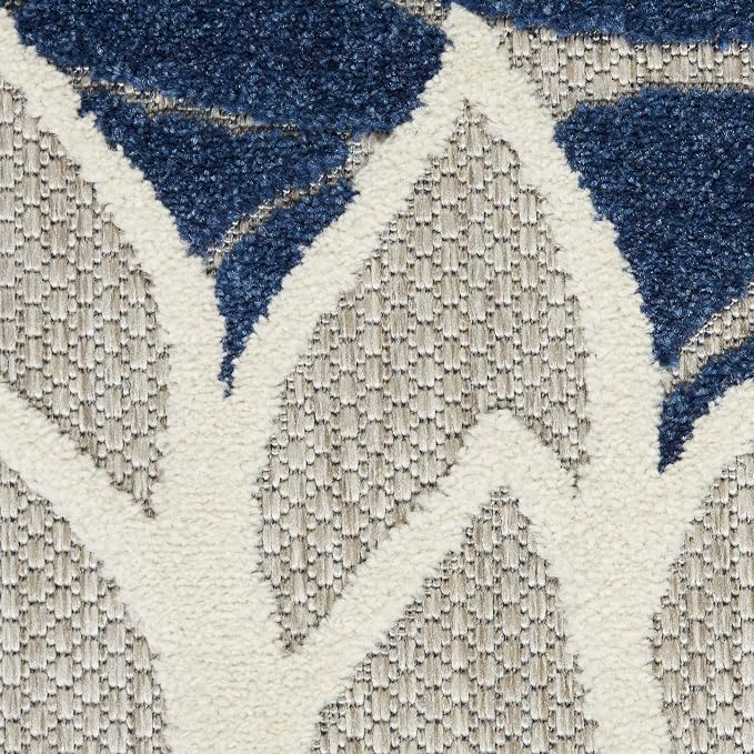 Nourison Home Aloha Ivory Navy 2'3" x 10' Area Rug - Easy Clean, Non Shedding, Bed Room, Living Room, Dining Room, Kitchen (10' Runner)