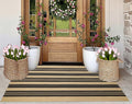Black and Khaki Outdoor Rugs 3'x5', Washable Striped Porch Rugs Cotton Woven Indoor Outdoor Layered Door Mats Small Area Rug for Home Entrace Decor/Bedroom/Entryway