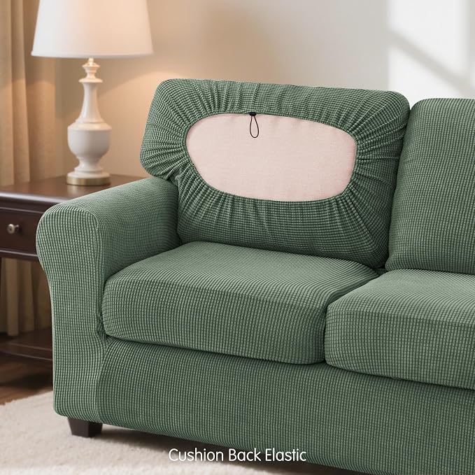 SUBRTEX 3 Pieces Stretch Sofa Slipcover Sets Couch Cover Sets Backrest Cushion Covers Furniture Protector Collection Set for Oversize Sofa Loveseat Chair Slip Covers(Small, Olive Drab)