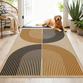 Washable Rainbow Easy Jute Rug 3x5, Outdoor Indoor Patio Modern Geometric Neutral Small Rugs, Woven Non Slip Thin Carpet Mat for Living Bedroom Entryway Front Door Farmhouse Doorway Kids