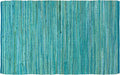 Ramanta Home 100% Cotton Hand Woven Tonal Chindi Rag Rug 3'x5' - Teal, Recycled Reversible Rugs, Boho Rustic Farmhouse Rugs for Living Room, Dinning Room, Kitchen Floor Mats - 36"x60"
