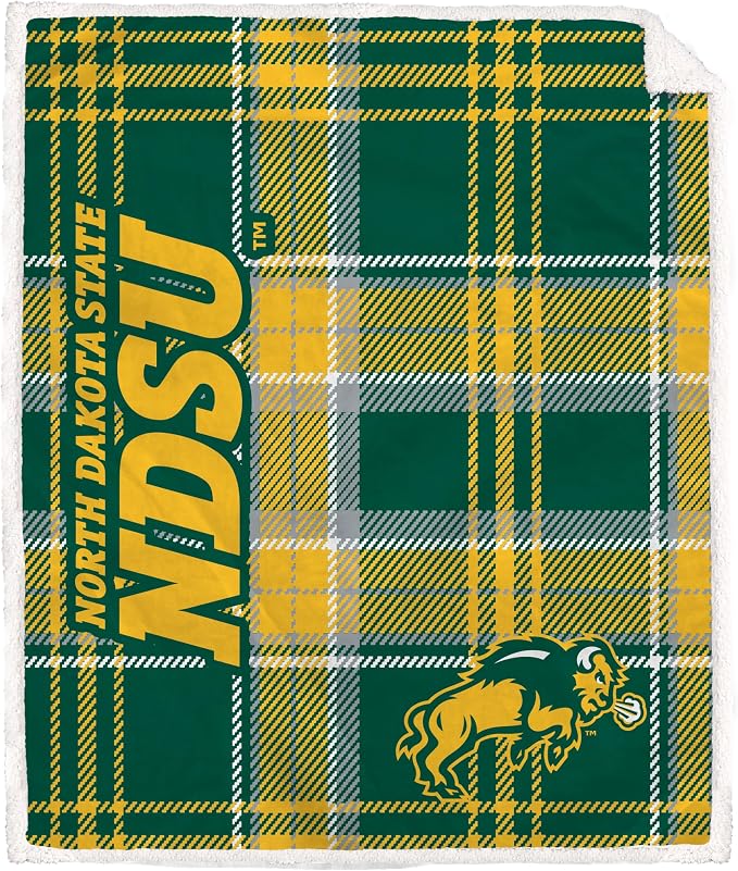 NCAA North Dakota State Bisons Playmaker Plaid Ultra Cozy Sherpa Throw