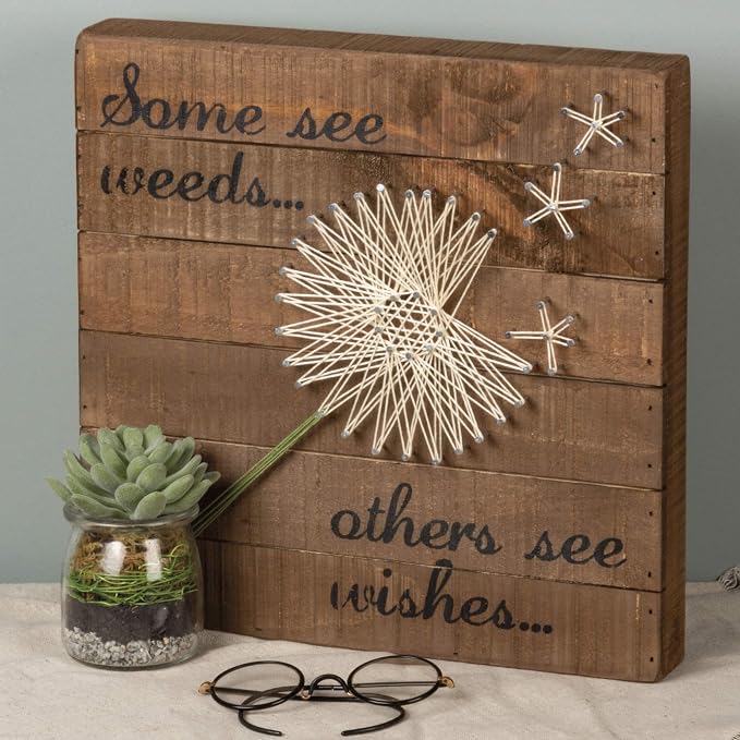 Primitives by Kathy Distressed Wood Slat Sign - 'Some see weeds...' with Hand-Strung Heart, Wall Art & Desk Decor for Home
