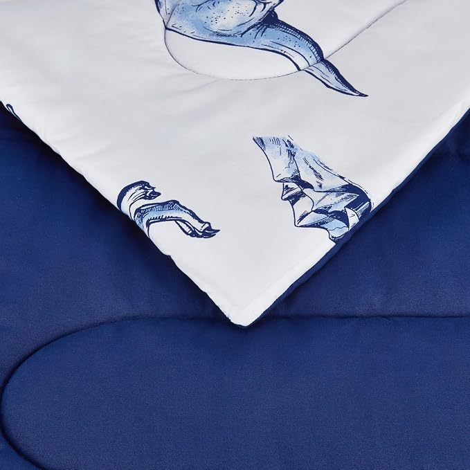 Amazon Basics 3-Piece Microfiber Kids' All Season Comforter and Pillow Sham Set, Full/Queen, Dinosaurs, Animal Print