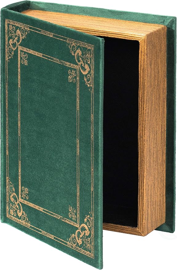 Vintiquewise Decorative Vintage Book Shaped Trinket Storage Box- Green