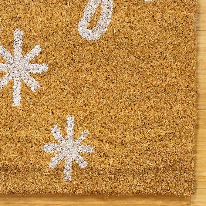 Gertmenian Disney Mickey Mouse Coir Doormat - 2x3 Welcome Mat (2-Pack), Ideal for High Traffic Areas in Front Door, Garage, Entryway - Mickey Happy Holidays/Snowflake, 46646