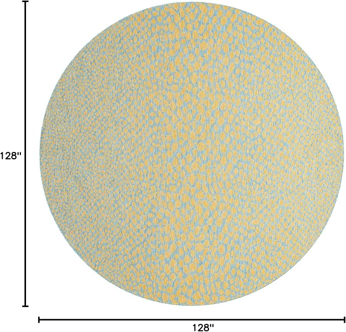 Unique Loom Jill Zarin Jill Zarin Outdoor Collection Area Rug - Cape Town (10' 8" Round, Yellow and Aqua/Light Blue)