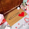 Ceenna Valentine's Day Coir Doormat Romantic Outdoor Indoor Decoration Red Heart Non Slip Welcome Door Mat 15.7" x 27.5" Valentine's Day Rug Decorative Front Door Mat for Porch Gifts