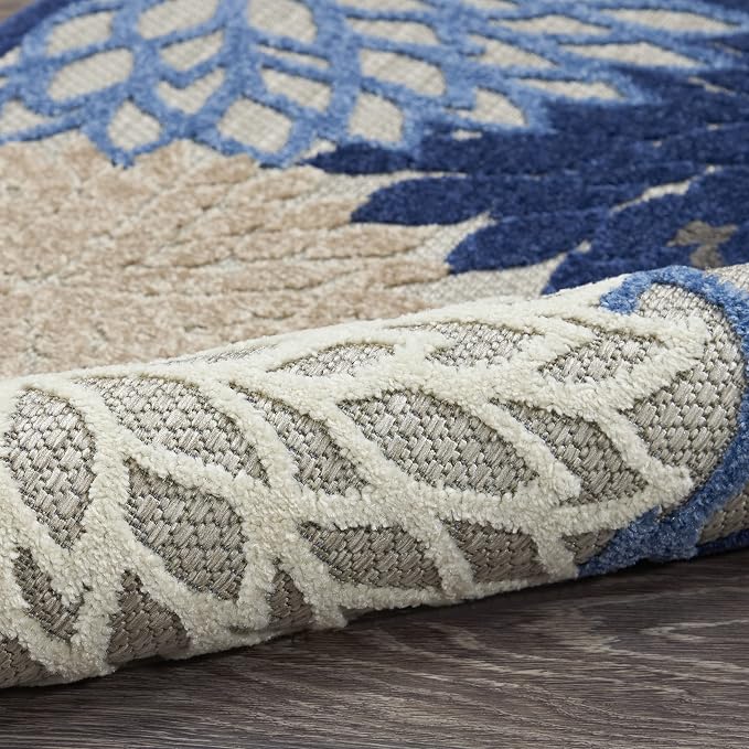 Nourison Home Aloha Indoor/Outdoor Blue/Multicolor 3' x 5' Area Rug, Tropical, Botanical, Easy Cleaning, Non Shedding, Bed Room, Living Room, Dining Room, Deck, Backyard, Patio (3x5)