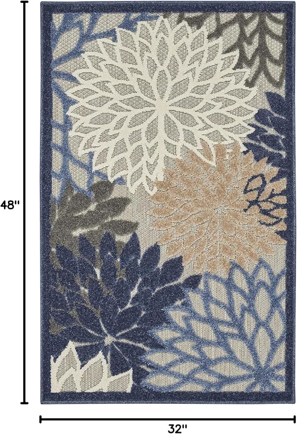 Nourison Home Aloha 2'8" x 4' Blue/Multicolor Outdoor Indoor/Outdoor Rug