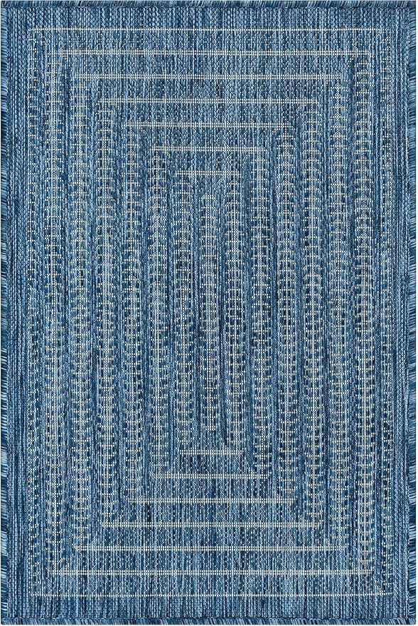 Adiva Rugs Outdoor Indoor Area Rug, Weather Resistant, Easy to Clean, Stain Resistant Floor Mat for Dining Room, Backyard, Deck, Patio (Azure Denim Blue, 8' x 10')