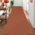 IOHOUZE Washable Runner Rug 3x12 Non Slip Rubber Backed Extra Long Hallway Runner Entryway Runner Indoor, Kitchen Rugs Woven Cotton Floor Carpet for Hall Entrance, Burnt Orange/Tan