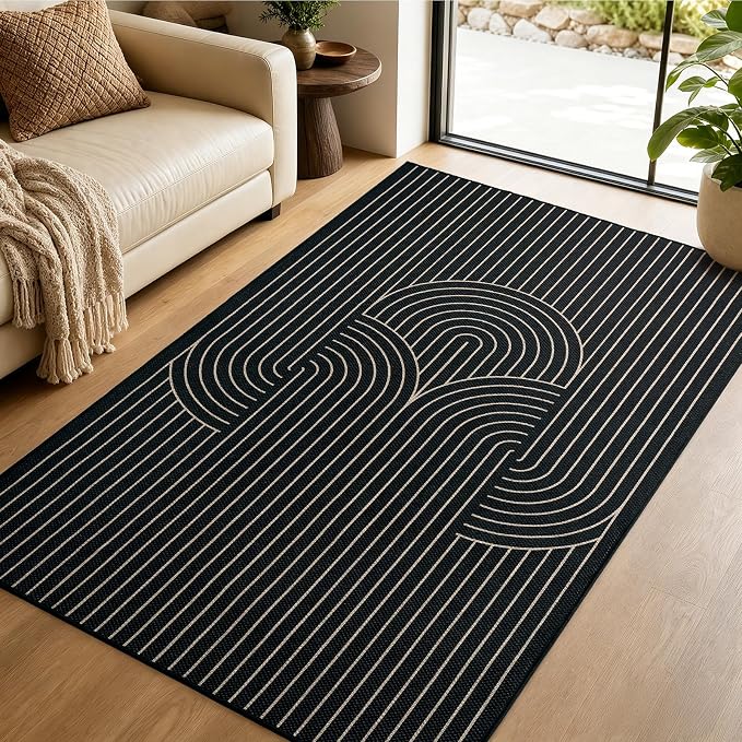 EDIMENS 3x5 Outdoor Rugs Easy Jute Porch Patio Rug Front Door Mat Entryway | Washable Non-Slip Geometric Rugs for Entryway Indoor Outdoor Farmhouse Rug Modern Carpet Area Rug for Living Room Kitchen