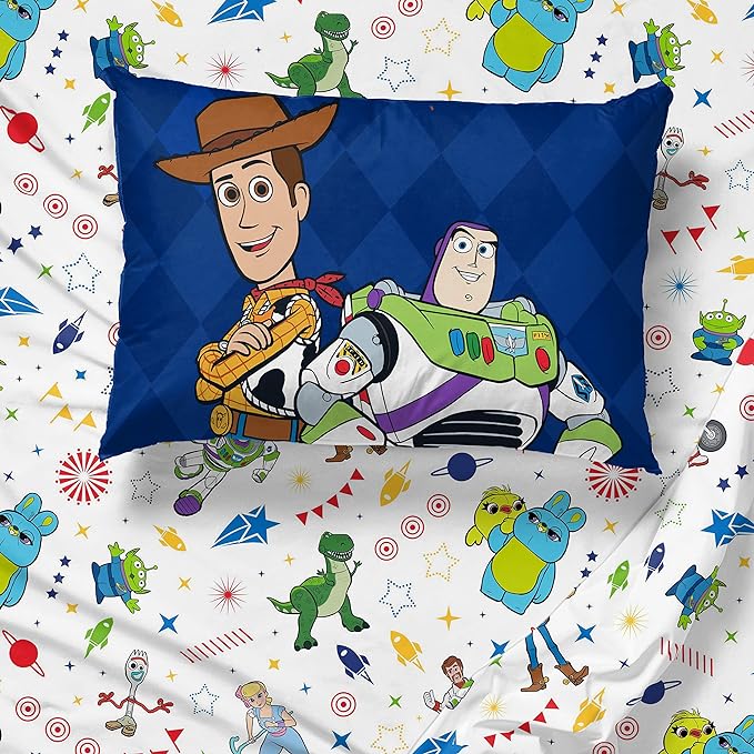 Jay Franco Disney Toy Story Kids Twin Sheet Set 3 Piece - Super Soft Microfiber Bedding, Reversible, Deep Pocket, Breathable, Machine Washable, Woody Buzz Lightyear (Official Disney Product)