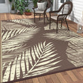 GENIMO Outdoor Rug, Waterproof Plastic Rugs for Patio, 6'x9' Cocoa Beige | Outside Larger Leaf Carpet Mat for Porch Decor, Deck, Balcony, Camping, RV, Backyard, Picnic, Beach, Reversible, Foldable