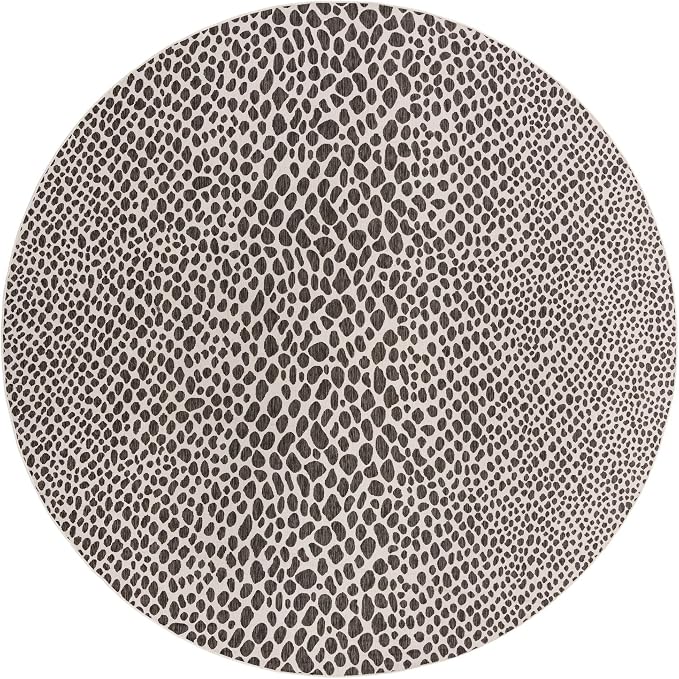 Unique Loom Outdoor Collection Area Rug - Cape Town (13' Round, Black/ Ivory)