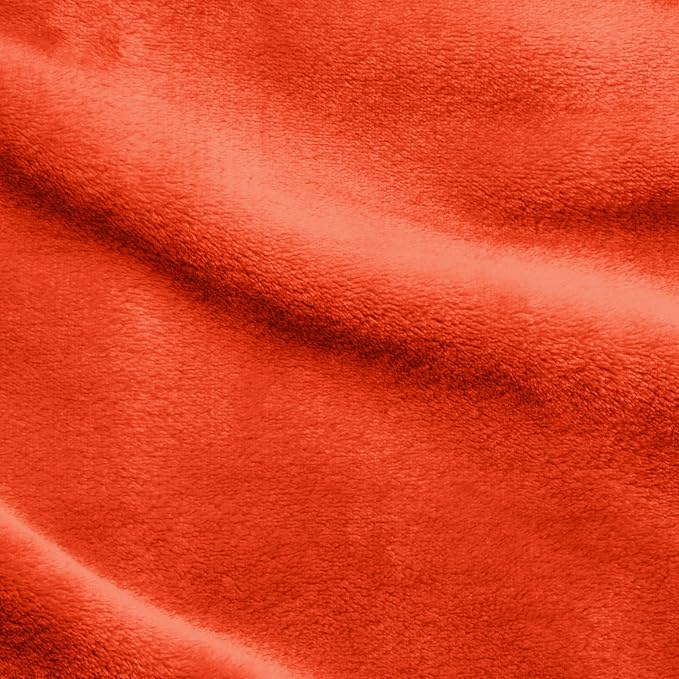 Elegant Comfort Luxury Velvety Softness Fuzzy Plush Micro-Velour Ultra-Soft Blanket, Twin/Twin XL, Bright Orange