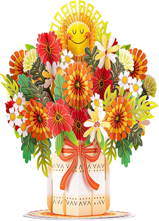 Paper Love HugePop Flower Bouquet Pop Up Cards 2 Pack - Includes 1 Happy Bouquet and 1 Harmony Bouquet, Gift For Mothers Day, Birthday, Valentines Day, All Occasions - Jumbo 10" x 14" Card
