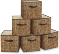 homyfort 11x11 Cube Storage Bins - Fabric Cubby Bins with Dual Handles, Collapsible Storage Organizer for Shelf, Closet, Nursery, Set of 6 (PRINTING instead of Real Rattan Weaving)