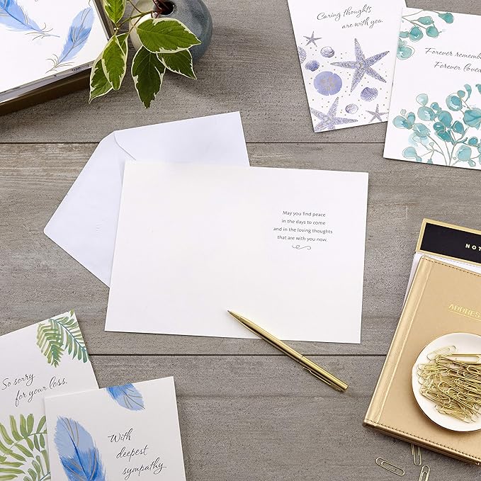 Hallmark Birthday Cards Assortment, 20 Cards with Envelopes & Sympathy Cards Assortment, Watercolor Nature (12 Assorted Thinking of You Cards with Envelopes)