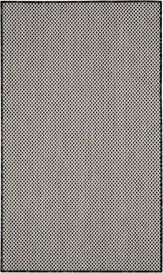 Nourison Home Courtyard Black White 3' x 5' Area Rug - Easy Clean, Non Shedding, Bed Room, Living Room, Dining Room, Kitchen (3' x 5')