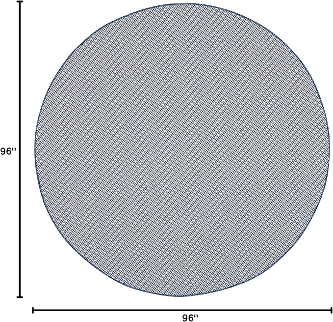 Nourison Home Courtyard Ivory Blue 8' x Round Area Rug - Easy Clean, Non Shedding, Bed Room, Living Room, Dining Room, Kitchen (8' x Round)