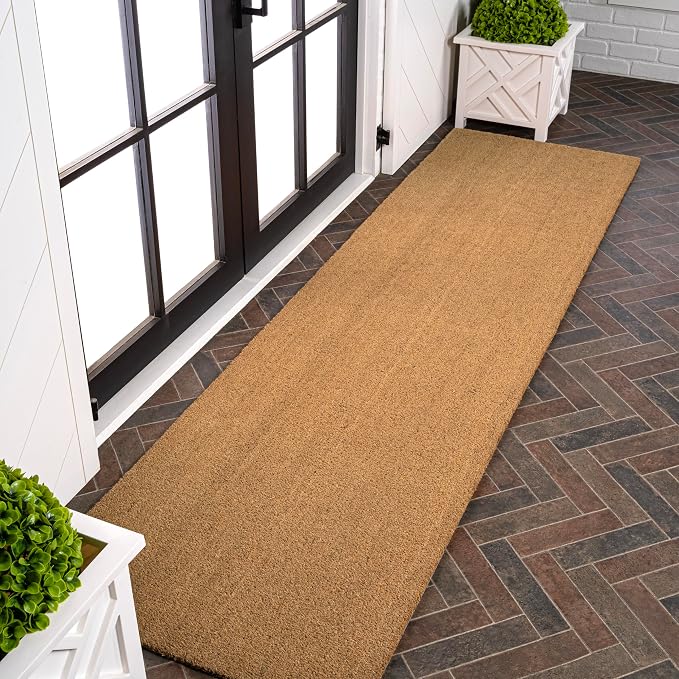 JONATHAN Y CHG100A-28 Peater Classic Casual Commerical Natural Coir Light Brown 2 ft. x 8 ft. Runner Rug for Entrance, Front Door, Entryway