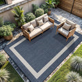 CAMILSON Outdoor Rug 6x9, Modern Outside Rugs for Patios Porches Waterproof Durable Washable Non-Shedding, Easy-to-Clean Indoor Outdoor Area Carpet (6 x 9, Bordered - Blue/White)