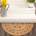 Boho Braided 1.5x3 Area Rug - Jute Natural Fiber Half Round Rug for Living Room Entryway, Farmhouse, Home, Indoor Rugs Jute Door mat for Bathroom, Kitchen (1.5 X 3 ft)