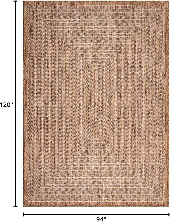 Adiva Rugs Outdoor Indoor Area Rug, Weather Resistant, Easy to Clean, Stain Resistant Floor Mat for Dining Room, Backyard, Deck, Patio (Wooden, 8' x 10')