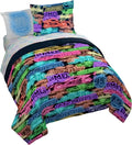 Disney Pixar Cars McQueen Queen Comforter Set 7 Piece Kids Bedding, Black | Neon Racecar, Bed in a Bag, Comforter Sheets Shams Pillowcases, Official Product, Microfiber, Machine Washable, Boys Gift