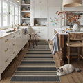 PureCozy Striped Easy Jute 2x8 Kitchen Runner Rug Black Washable Carpet for Hallway Non Slip Farmhouse Neutral Non Shedding Indoor Outdoor 2'6"x8 Long Rug Bathroom Bedroom Laundry Entryway