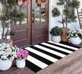 Washable Proch Rug Soft Entryway Rug 2.3'X3.6', Cotton Woven Bathroom Rugs Front Porch Decor Black and White Area Rug Outdoor Rug