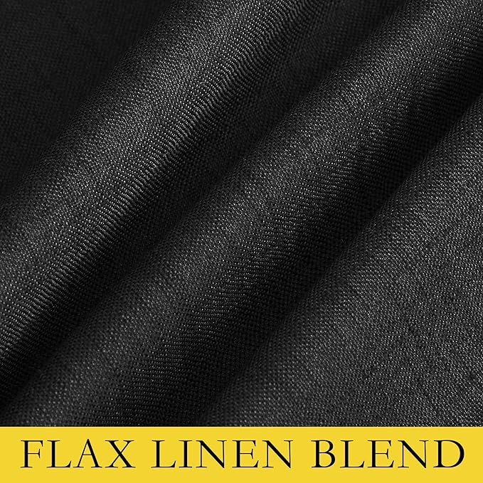 NICETOWN Vintage Open Linen Weave Flax Thermal Curtains, 100% Blackout Curtains 45 inches Long for Dining Room, Soundproof Window Treatment Drapes for Cafe, Black, 52" Wide Per Panel, Set of 2