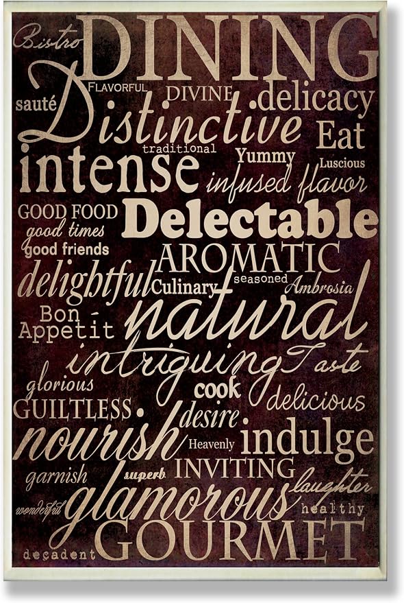 Stupell Home Décor Dining Words Black Kitchen Wall Plaque, 10 x 0.5 x 15, Proudly Made in USA