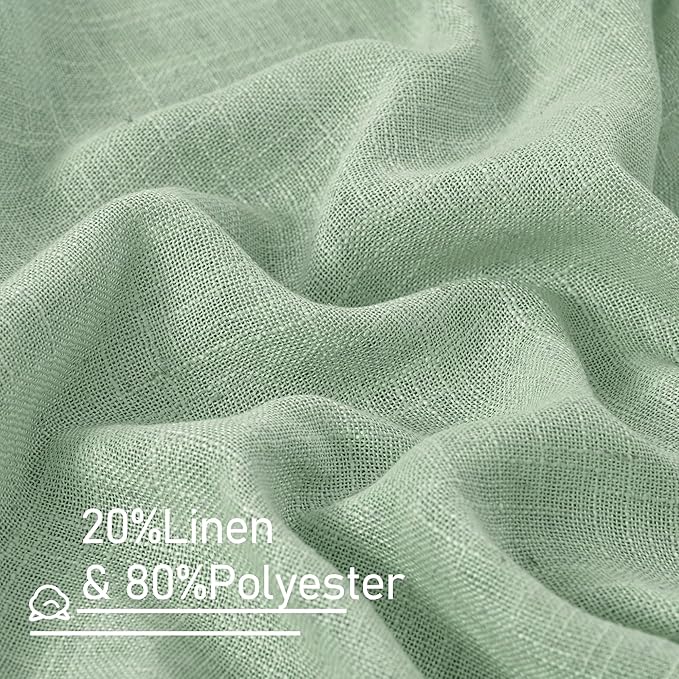 LAMIT Fresh Green Linen Curtains 72 Inch Length - Image 3